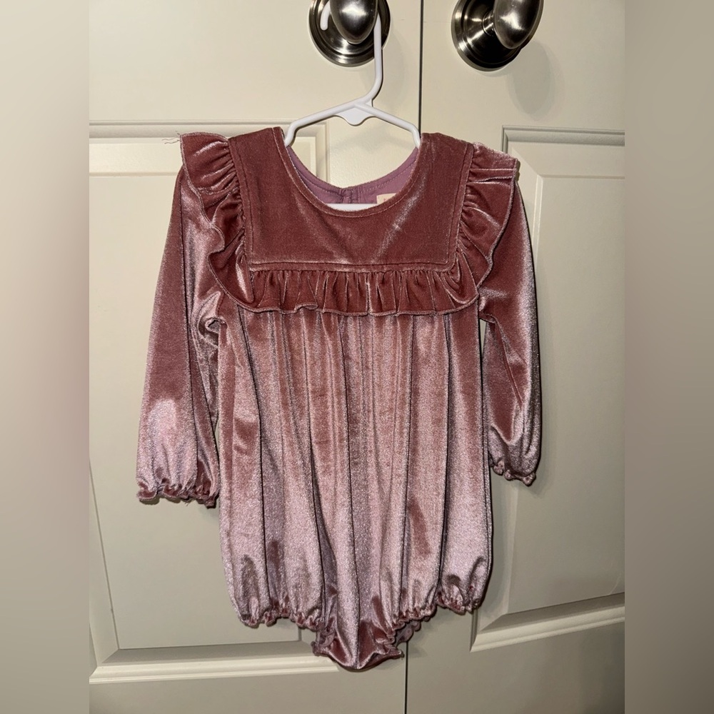 Pink Chicken Velvet Ruffle bodysuit Pink